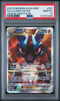 Pokemon SWSH291 Black Star Promo Lucario VSTAR Crown Zenith ETB PSA 10 GEM MINT - Image 1