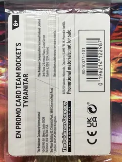 Pokemon Center Stamped Team Rockets Tyranitar Promo Card 096/182 Sealed - Image 4