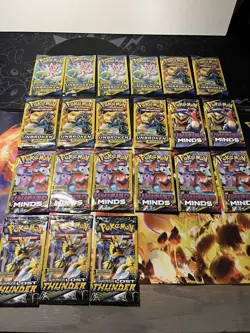 Pokemon Sealed Lost Thunder, Unified Minds, Unbroken Bonds 3 Card Pack Light X20 - Image 1