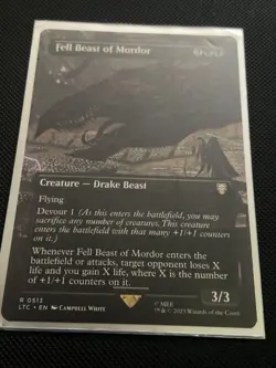 Mtg. Fell Beast of Mordor. Borderless. Lord Of The Rings. Pack Fresh - Image 1
