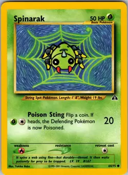 Spinarak 64/75 Neo Discovery Pokemon TCG NM - Image 1
