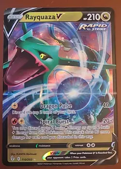 Pokemon TCG Rayquaza v Evolving Skies Holo Ultra Rare Card 110/203 - Image 1