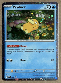 Psyduck Cosmos Holo SWIRL! Mega Evolution Black Star Promo 007 Pokemon TCG - Image 2
