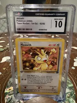 Pokemon Meowth Team Rocket 1st Edition 62/82 CGC 10 Regular 2000 Common - Image 1