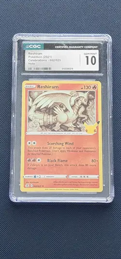 2021 Pokemon Celebrations 002/025 Reshiram Holo CGC GEM MINT 10 - Image 1
