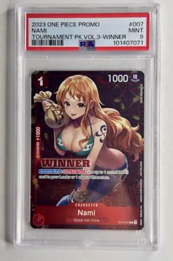2023 Bandai One Piece Nami Winner Promo Tournament Pack Vol.3 ST01-007 PSA 9 - Image 1