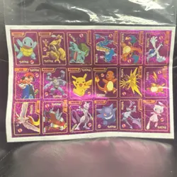 Pokemon Uncut Holo Sheet 16 Cards Squirtle Charizard Kadabra Collectible TCG - Image 1