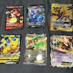 Pokemon Jumbo Oversized Card Lot Of 10 DAMAMGED Mewtwo Pikachu Greninja V Union - Image 2