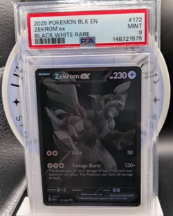 2025 Pokemon Black Bolt Zekrom EX! Black White Rare! PSA 9! English! #172/086! - Image 1