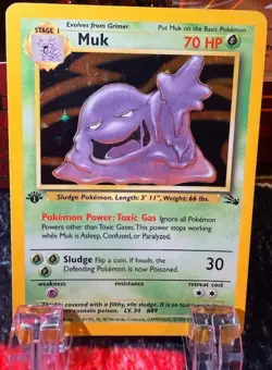 Pokemon TCG Muk 1st Edition Holo Rare Fossil 13/62 WOTC LP - Excellent condition - Image 1