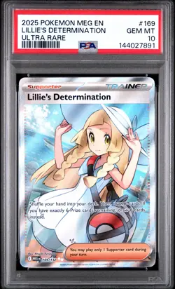 2025 POKEMON MEG EN-MEGA EVOLUTION ULTRA RARE #169 LILLIE'S DETERMINATION PSA 10 - Image 1
