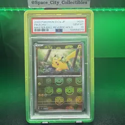 Pokemon TCG Pikachu 025/165 Japanese SV2a Master Ball Reverse Holo PSA 10 - Image 1