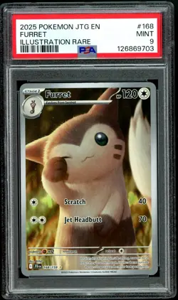 2025 Pokemon Journey Together FURRET Illustration Rare #168 PSA 9 Mint - Image 1
