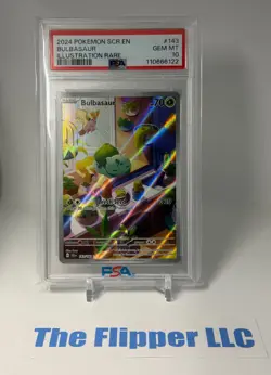 2024 POKEMON SCR EN-STELLAR CROWN ILLUSTRATION RARE #143 BULBASAUR PSA 10 - Image 1