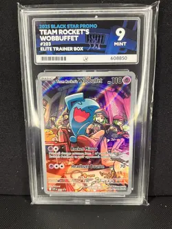 Pokemon Card Team Rockets Wobbuffet Black Star Promo ETB Ace Graded 9 - Image 1