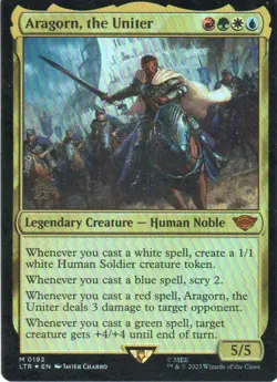 MTG: Lord of the Rings: Prerelease Foil Aragorn, the Uniter: LP Condition - Image 1