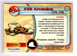 Pokemon #59 Arcanine Topps Blue Label Series 1 - LP - EXCELLENT! - Image 2