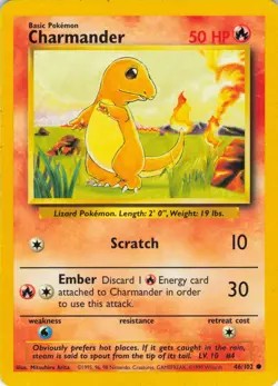 Charmander - 46/102 Base Set - WOTC Unlimited - Pokemon TCG - 1999 - Image 1