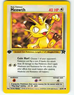 Meowth - 1st Edition - 62/82 Team Rocket - WOTC - Pokemon TCG - 2000 - Image 1