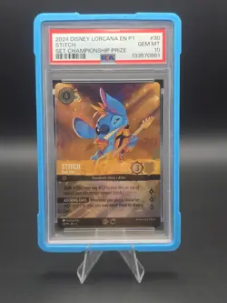 Lorcana 2024 en 30/P1 Stitch Rock Star Set Championship Prize PSA 10 With Guard - Image 1