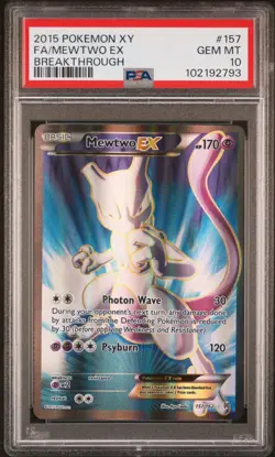 2015 POKEMON XY BREAKTHROUGH #157 FULL ART/MEWTWO EX PSA 10 - Image 1