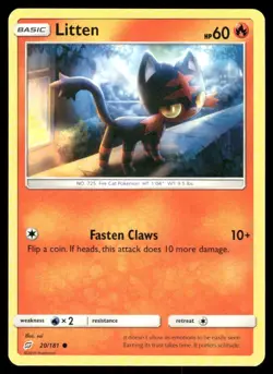 Pokemon Cards Litten 20/181 Team Up Sun & Moon Common NM - Image 1