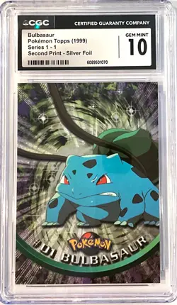 Bulbasaur #01 1999 Topps Series 1 Holo Pokemon TV Animation Edition GEM MINT 10 - Image 1