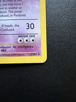 1999 Pokemon Alakazam TCG Base Set Holo Card 1/102 Unlimited Holo Rare MP WOTC - Image 5