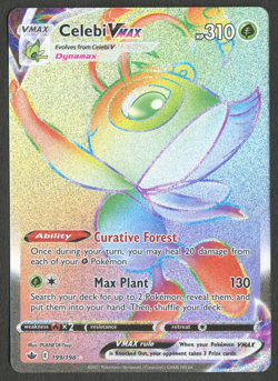 Pokemon TCG: Celebi VMAX 199/198 Chilling Reign Rainbow Rare Full Art - Image 1