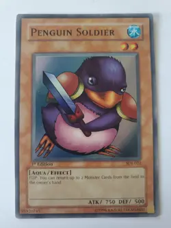 Yugioh Penguin Soldier SDJ-022 Super Rare Foil 1st Edition - Image 1