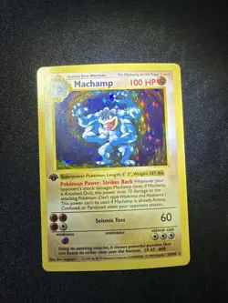 Pokemon TCG Cards 1st Edition SHADOWLESS Machamp 8/102 Base Set Holo Rare LP+ - Image 1