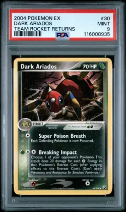 Pokemon Card Dark Ariados 30/109 EX Team Rocket Returns PSA 9 MINT - Image 1