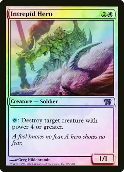 Intrepid Hero FOIL 8th Edition LP/EX White Rare MAGIC MTG - Image 1