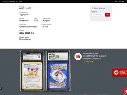 Pokemon Jigglypuff 2008 Great Encounters 72/106 CGC 10 (LP=3 None Higher) - Image 3