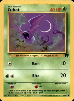Zubat 70/82 Unlimited - Pokemon Team Rocket - MP - Image 1