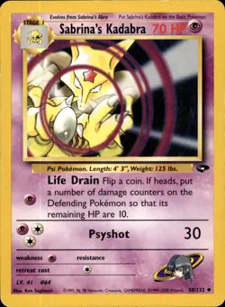 Sabrina's Kadabra 058/132 Unlimited - Pokemon Gym Challenge - LP - Image 1