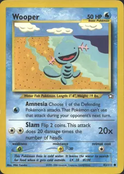 WOOPER 82/111 COMMON NEO GENESIS POKEMON UNLIMITED MP - Image 2