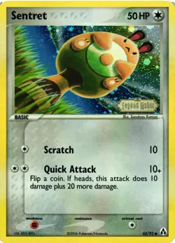 Pokemon TCG Sentret EX Legend Maker Reverse Holo 62/92 LP - Image 1
