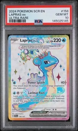 LAPRAS Ex Ultra Rare 2024 Pokemon Stellar Crown #158 Pokemon TCGPSA 10 Gem Mint - Image 1