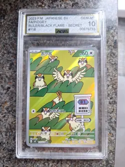 Pokemon TCG Sv3: Ruler of the Black Flame Pidgey Card 118/108 Japanese AGS 10 - Image 1