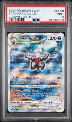 2023 POKEMON SWORD & SHIELD CROWN ZENITH #GG50 FULL ART/DARKRAI VSTAR PSA 9 - Image 1