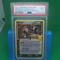 PSA 9 2021 Pokemon Greninja Gold Star SWSH144 Celebrations ETB Black Promo Mint - Image 1