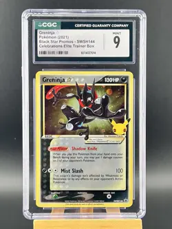 CGC 9 MINT Graded Pokemon 2021 Greninja Gold Star SWSH144 Celebrations ETB Promo - Image 3