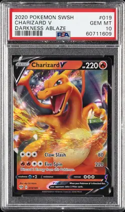 2020 POKEMON SWORD & SHIELD DARKNESS ABLAZE #019 CHARIZARD V PSA 10 - Image 1