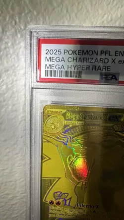 2025 POKEMON PFL EN-PHANTASMAL FLAMES MEGA HYPER RARE MEGA CHARIZARD X EX PSA 9 - Image 2