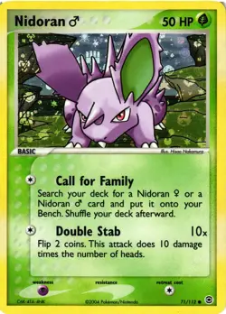 Pokemon TCG Firered & Leafgreen Reverse Holo Nidoran Male 71/112 VLP - Image 1