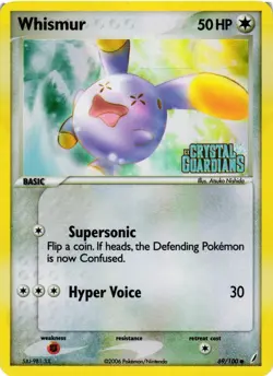Pokemon TCG Whismur EX Crystal Guardians 69/100 Reverse Holo Common VLP - Image 1
