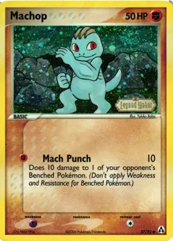 Pokemon TCG Machop 57/92 Common Reverse Holo EX LP - Image 1