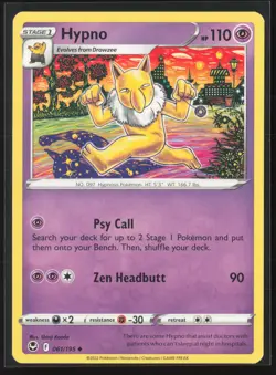 Hypno Uncommon SWSH12: Silver Tempest 061/195 NM Pokemon Card Tomokazu Komiya - Image 1