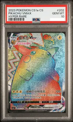 Pokemon TCG S-Chinese Pikachu VMAX 202/135 CS1aC HR Rainbow Art Holo PSA 10 - Image 1
